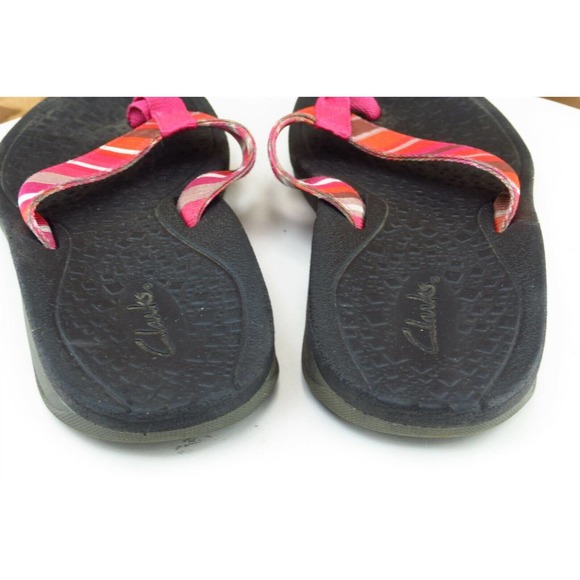 Clarks Sz 5 M Pink Flip Flop Fabric Women Sandals 65646 - Picture 5 of 8